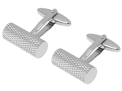 TN-672R Textured Cylinder Cufflinks Silver