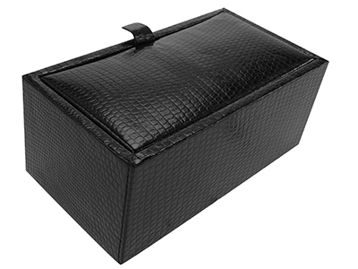 Black Textured Plastic Cufflink Box