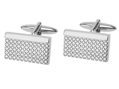 Shiny Rhodium Textured Cufflinks