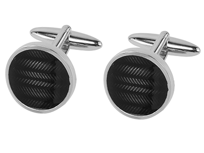 Round Curved Black Cufflinks