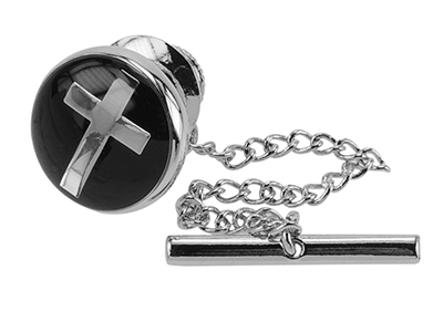 TP5-11R Round Cross Tie Tack with black Enamel