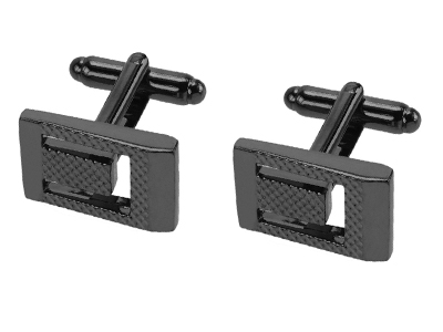 643-7GM Simple Classic Black Gunmetal Metal Cufflinks