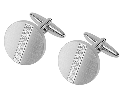 652-9R2 High End Round Custom Cufflinks Silver