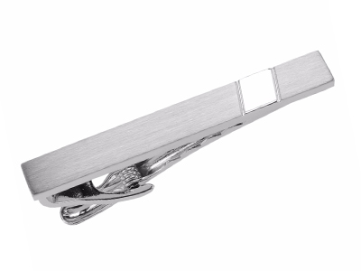 TN-3083R2 Mens Brush Silver Two Tone Tie Clips