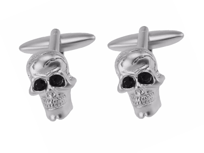 TN-1499R1 Mens Accessories Skull Silver Cufflink