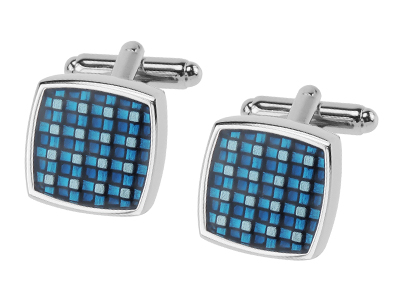 1466-13R Blue Checker Enamel Cufflinks for Men