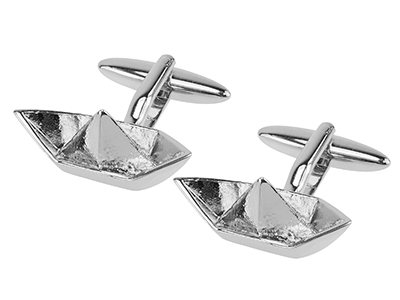 662-18R Funny Paper Boat Kids Cufflinks