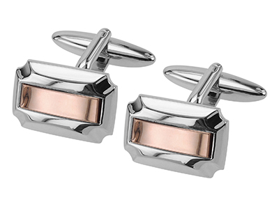 663-24RY Nickle Free Two Tone Cufflinks for Men