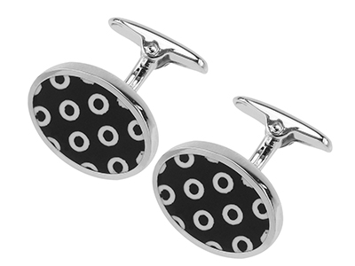 650-8R New Designer Oval Enamel Custom Cufflinks