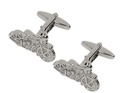 1852-21R Silver Motorbike Bicycle Cufflink