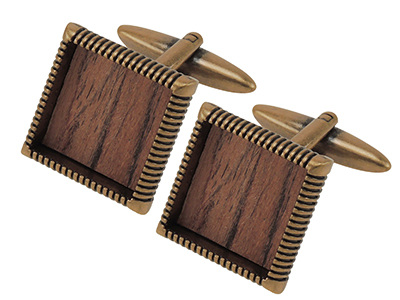 1463-3GA Fashion Men Wooden Bronze Cufflink