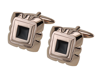 663-7Y Enamel Rose Gold Metal Stone Cufflinks