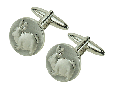 639-22R1 New Custom Rabbit Silver Cufflinks