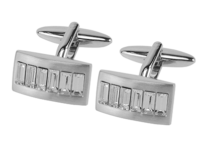 657-10R1 Bulk High End Crystal Rectangular Cufflinks