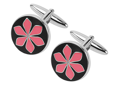 635-21R Mens Flower Enamel Fashion Cufflinks