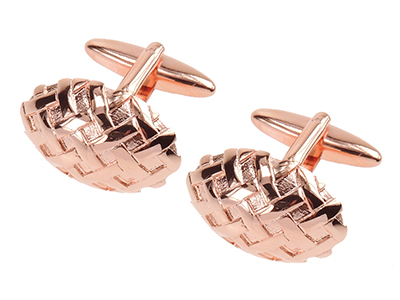 613-2Y Classic Metal Rose Gold Cufflinks