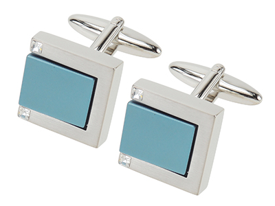 620-11R1 High-end E-coating Crystal Cufflinks