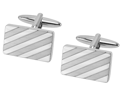 643-11R2 Men Rectangle Silver Cufflinks