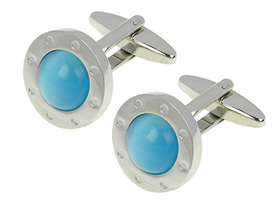 255-25R Bulk Blue Catseye Cufflinks for Men Shirt