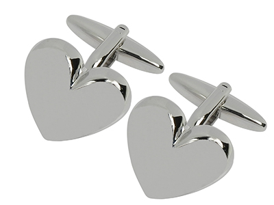 605-24R1 Novelty Silver Heart Cufflinks