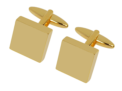 605-21G Classic Square Blank Gold Cufflinks