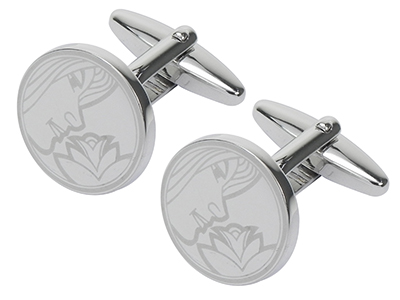 605-1R2 Metal Round Laser Cufflinks