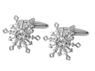 1871-14R Silver Snowflake Cufflinks for Christmas