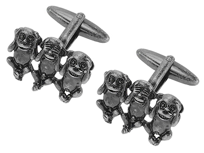 1865-16SA Novelty Brass Black Monkey Cufflinks