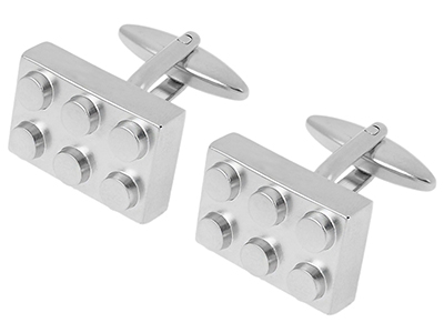 TN-1397 Rectangular Silver Cufflinks