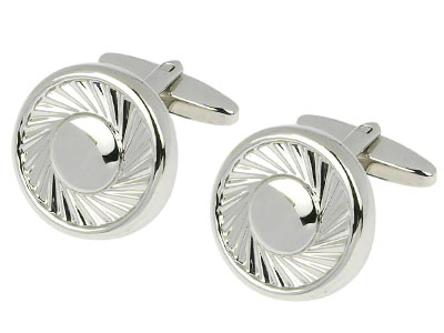 248-1R Silver Round Cufflinks For Mens Shirts