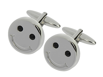 607-1R Round Smile Face Cufflinks