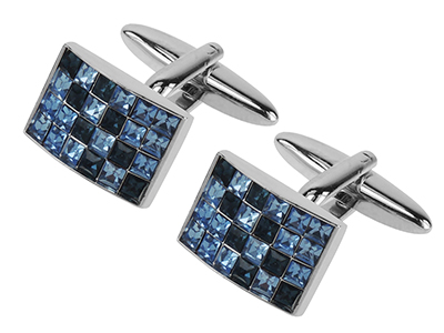 666-21R Luxury Blue Tone Crystal Rhinestone Cufflinks