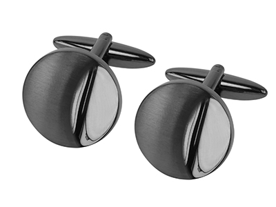 654-12GM2 New Simple Gun Metal Cufflinks