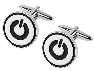 663-15R Funky Power Button Novelty Cufflinks