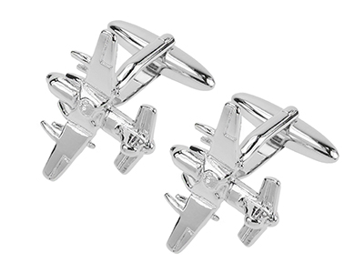 1861-23R Unique Design Silver Plane Cufflinks