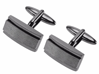 630-9GM2 Brush Black Gunmetal Bridged Cufflinks