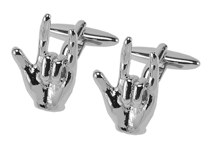 658-13R Fashion Mens Win Gestures V Cufflinks