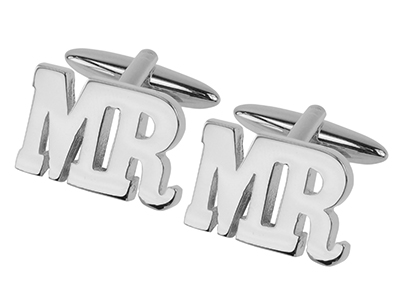 658-12R Silver Letter Cufflinks for Wedding