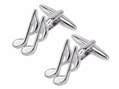 218-26R Silver Musical Note Treble Clef Cufflinks