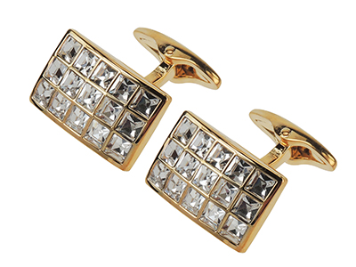 666-20G Gold Crystal Cufflinks for shirt