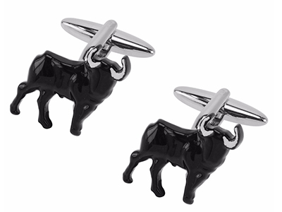 611-15R Cool Black Bull Ox Animal Design Cufflinks