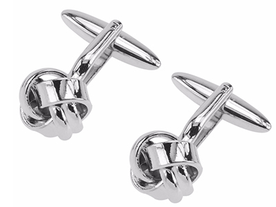 1853-11R Silver Metal Knot Cufflinks for Men