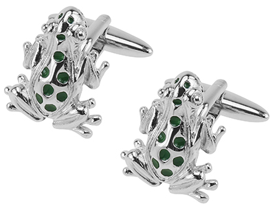 649-8R Sliver Frog Animal Mens Cufflinks