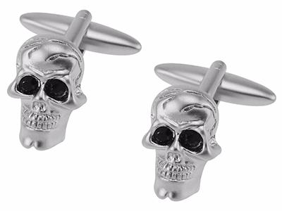 243-13R1 Cool Black Jet Crystal Skull Cufflinks