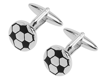 162-10R Novelty Black Enamel Football Men Cufflinks