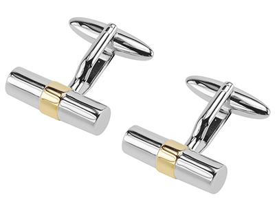 130-15RG Silver and Gold Two Tone Bar Cufflinks