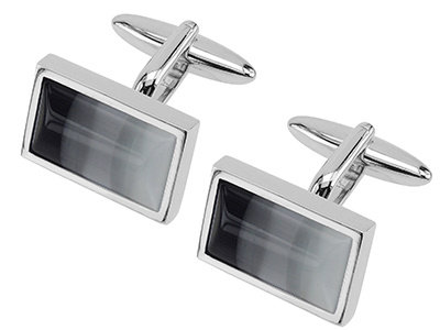 253-23R Black Gemstone Catseye Combination Cufflinks