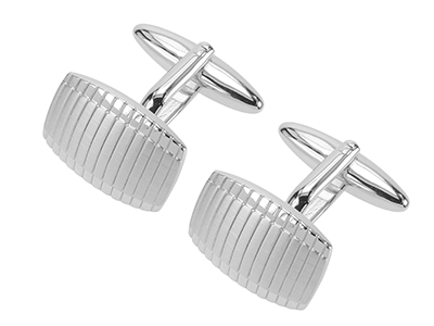 622-22R2 Branded Silver Vertical Stripe Dress Cufflinks