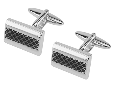 623-16R Black Grid Enamel Shirt Cufflinks