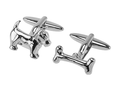 TN-1558R Dog and Bone Animal Cufflinks